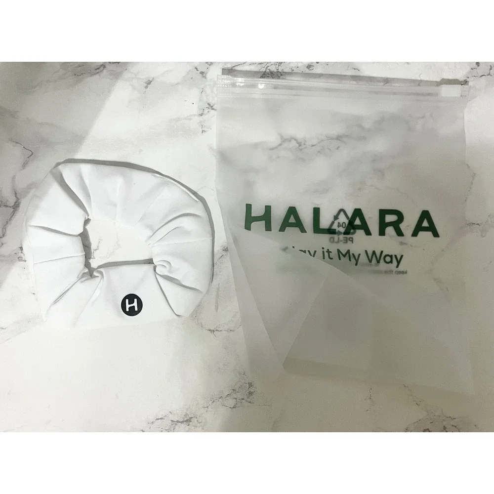 Halara Scrunchie Women OS White Like New Logo Athletic Hair Accessory